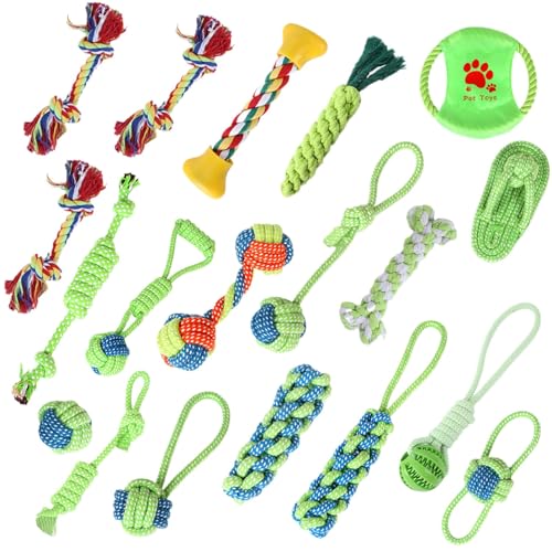 skyrabbiter Hundeseilspielzeug-Set, 20Pcs, Kauspielzeug aus Baumwollseil, Verschiedene Designs, für Kleine und Mittelgroße Hunde, Kauspielzeug, geruchlos, langlebig, für die Reinigung von Zähnen (A) skyrabbiter Hundeseilspielzeug-Set, 20Pcs, Kauspielzeug aus Baumwollseil, Verschiedene Designs, für Kleine und Mittelgroße Hunde, Kauspielzeug, geruchlos, langlebig, für die Reinigung von Zähnen (A) von skyrabbiter