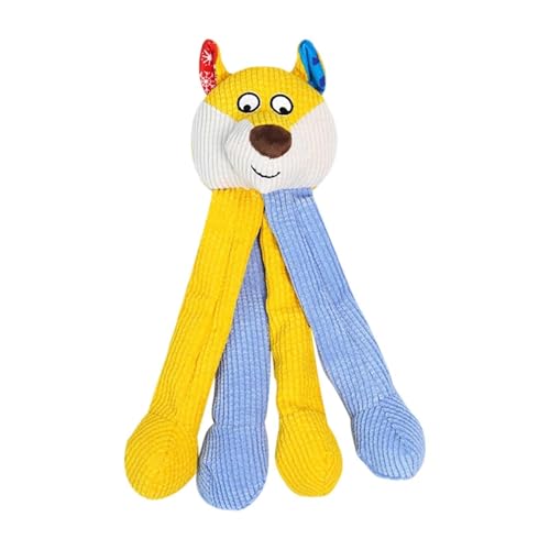 skyrabbiter Interaktives Hundespielzeug mit Knistereffekt, 34 cm, Gelb-Blau, Robustes Kauspielzeug für Mittelgroße und Große Hunde für Indoor Erwachsene Kätzchen Spiele Zähne Kauen (A) von skyrabbiter
