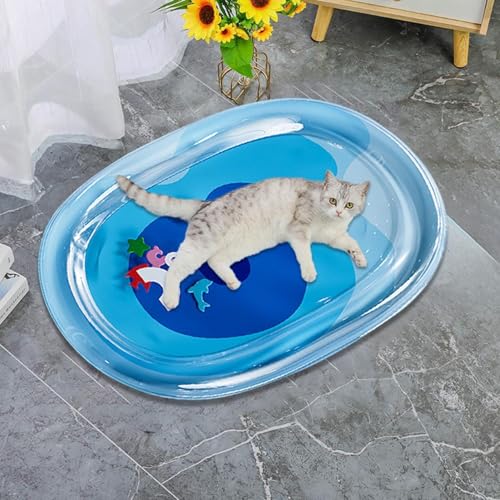 skyrabbiter Katzenwasserbett für den Sommer, Kühlmatte für Haustiere, Kuhlmatte für Hund und Katze mit Ungiftiges Gel,Selbstkühlende Kissen, Kühl Hundedecke, Kaltgelpad für Katzen (C 77x103cm) von skyrabbiter