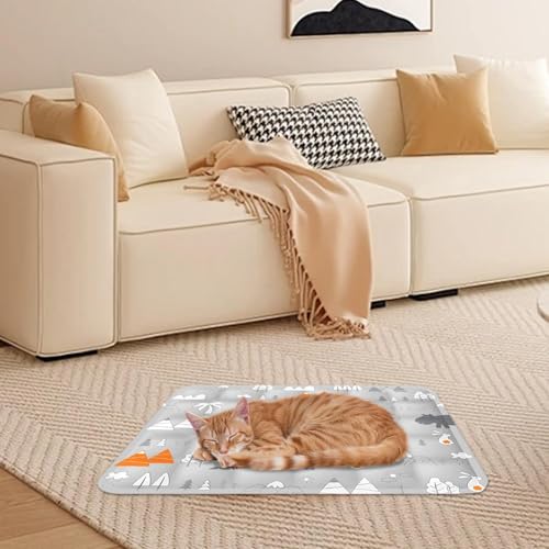 skyrabbiter Kühlmatte für Haustiere, 40x30 cm, PVC Material, Selbstkühlende Matte für Hunde und Katzen, Grau mit Tierdesign, Waschbare Kühlunterlage für Zuhause (A, 50x40cm) von skyrabbiter