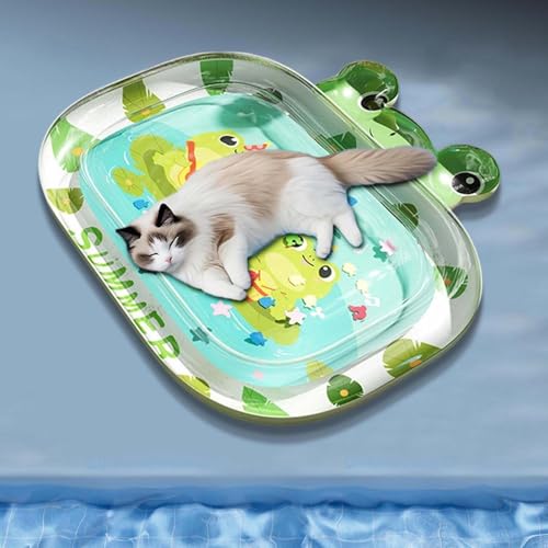 skyrabbiter Wasserspielmatte für Haustiere, Wasserspielmatte Verdickte, Wassermatte für Katzen Rund Feel Cool Komfort, Water Sensor Play Mat Cat Aufblasbare (100 * 71cm) von skyrabbiter