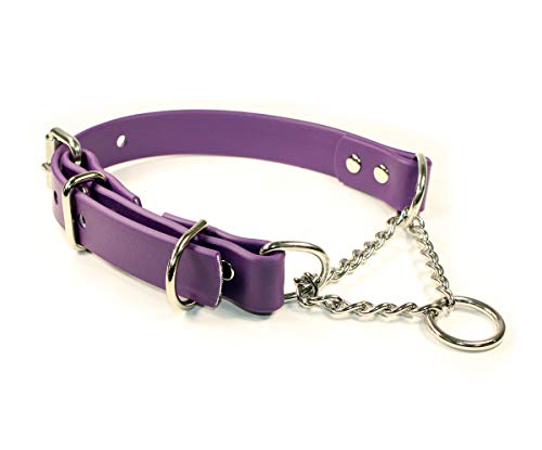 Martingale-Hundehalsband, verstellbar, wasserdicht, halbe Karo, Edelstahl, Größe L: 45,7 - 55,9 cm, Violett Martingale-Hundehalsband, verstellbar, wasserdicht, halbe Karo, Edelstahl, Größe L: 45,7 - 55,9 cm, Violett von sleepy pup