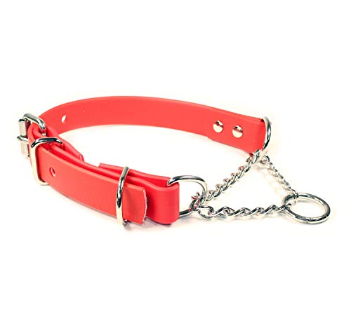 Martingale-Hundehalsband, verstellbar, wasserdicht, halbe kariert, Edelstahl, Größe M/L: 40,6 - 50,8 cm, Rot Martingale-Hundehalsband, verstellbar, wasserdicht, halbe kariert, Edelstahl, Größe M/L: 40,6 - 50,8 cm, Rot von sleepy pup