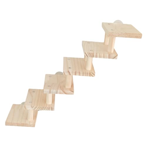 Stabile Hamsterkäfigleiter | Holz-Bissbrücke, kaufeste Kletterplattform Spielzeug | Entwickelt für Chinchillas, Meerschweinchen, kleine Schweinchen von smai