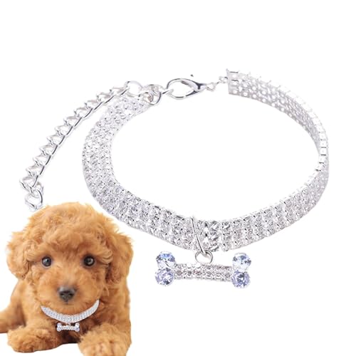 Strass-Hundehalsband – 3 Reihen glitzernder Strass-Knochen-Anhänger für Katze und Hund, glitzernder Strass-Knochen-Schmuck, Party, Hochzeitszubehör Strass-Hundehalsband – 3 Reihen glitzernder Strass-Knochen-Anhänger für Katze und Hund, glitzernder Strass-Knochen-Schmuck, Party, Hochzeitszubehör von smai