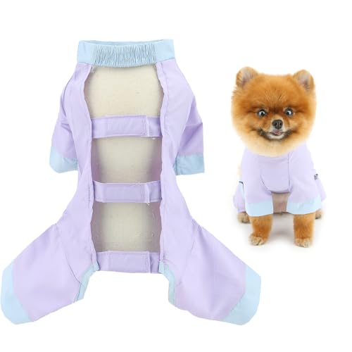 SMALLLEE_LUCKY_STORE Cool Pet Anti-Schmutz-Jumpsuit für Hunde, rückenfrei, weich, atmungsaktiv, Yorkie, Chihuahua, Sommerkleidung, Katzenkleidung, Lila, XS von smalllee_lucky_store