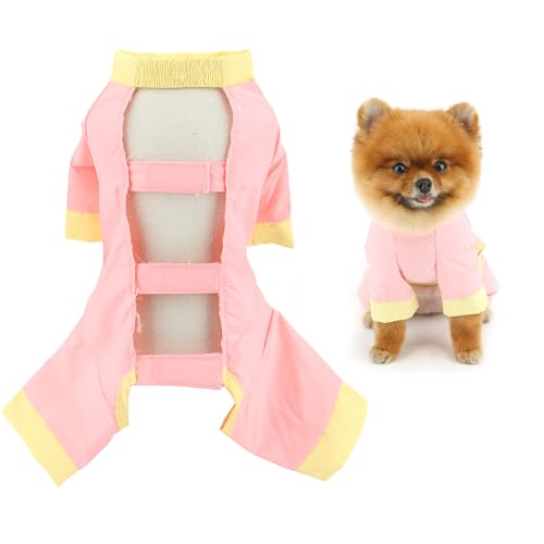 SMALLLEE_LUCKY_STORE Cool Pet Anti-Schmutz-Jumpsuit für Hunde, rückenfrei, weich, atmungsaktiv, Yorkie, Chihuahua, Sommerkleidung, Katzenkleidung, Rosa, Größe XS von smalllee_lucky_store