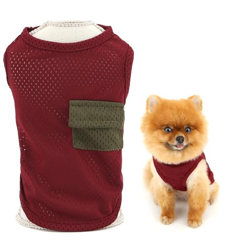 SMALLLEE_LUCKY_STORE Cooles Mesh-Hunde-T-Shirts für extra kleine und kleine Hunde, solides Haustier-Tanktop mit niedlicher Tasche, Welpen-Shirt, atmungsaktiv, Sommerweste, Chihuahua, Yorkie SMALLLEE_LUCKY_STORE Cooles Mesh-Hunde-T-Shirts für extra kleine und kleine Hunde, solides Haustier-Tanktop mit niedlicher Tasche, Welpen-Shirt, atmungsaktiv, Sommerweste, Chihuahua, Yorkie von smalllee_lucky_store