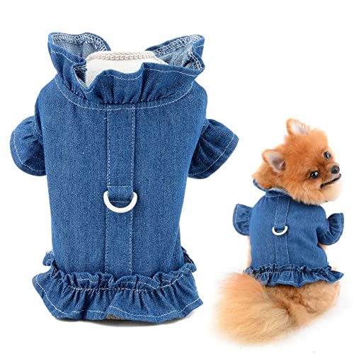 SMALLLEE_LUCKY_STORE Denim-Geschirr für Haustiere, Hemd mit D-Ring für kleine Hunde, Katzen, Mädchen, weiche, bequeme Rüschen, Jeansjacke für Spaziergänge im Freien, Welpen, Yorkie, Chihuahua, SMALLLEE_LUCKY_STORE Denim-Geschirr für Haustiere, Hemd mit D-Ring für kleine Hunde, Katzen, Mädchen, weiche, bequeme Rüschen, Jeansjacke für Spaziergänge im Freien, Welpen, Yorkie, Chihuahua, von smalllee_lucky_store