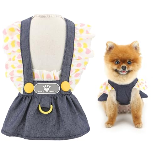 SMALLLEE_LUCKY_STORE Denim Hundekleid für extra kleine und kleine Hunde, Welpenrock mit D-Ring und Rüschenmanschette, Sommer, Frühling, Haustierkleidung, Yorkie, Chihuahua, Katzen, Kostüm, Dunkelblau SMALLLEE_LUCKY_STORE Denim Hundekleid für extra kleine und kleine Hunde, Welpenrock mit D-Ring und Rüschenmanschette, Sommer, Frühling, Haustierkleidung, Yorkie, Chihuahua, Katzen, Kostüm, Dunkelblau von smalllee_lucky_store