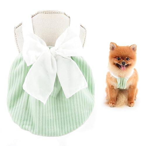 SMALLLEE_LUCKY_STORE Elegantes weißes Prinzessinnenkleid mit Schleife, gestreift, für kleine Hunde, Katzen, Mädchen, Yorkie, Chihuahua, Teetasse, Haustier-Sommerkleidung, grün, S von smalllee_lucky_store