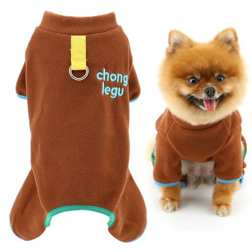 SMALLLEE_LUCKY_STORE Fleece-Hunde-Pyjama für kleine Hunde, Haustier-Pyjama mit D-Ring und Stickerei, Welpenpullover, Pyjama, Thermo-Winter-Herbst-Overall, Katze, Chihuahua, Yorkie, Braun, Größe XL SMALLLEE_LUCKY_STORE Fleece-Hunde-Pyjama für kleine Hunde, Haustier-Pyjama mit D-Ring und Stickerei, Welpenpullover, Pyjama, Thermo-Winter-Herbst-Overall, Katze, Chihuahua, Yorkie, Braun, Größe XL von smalllee_lucky_store