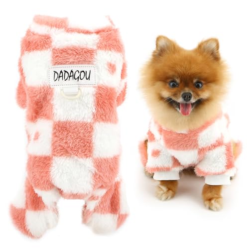 SMALLLEE_LUCKY_STORE Fleece-Hunde-Pyjama für kleine Hunde, kariert, mit D-Ring, Welpenpullover, Pyjama, Thermo-Winter-Herbst-Overall, Katze, Chihuahua, Yorkie, Rosa, Größe XXL SMALLLEE_LUCKY_STORE Fleece-Hunde-Pyjama für kleine Hunde, kariert, mit D-Ring, Welpenpullover, Pyjama, Thermo-Winter-Herbst-Overall, Katze, Chihuahua, Yorkie, Rosa, Größe XXL von smalllee_lucky_store