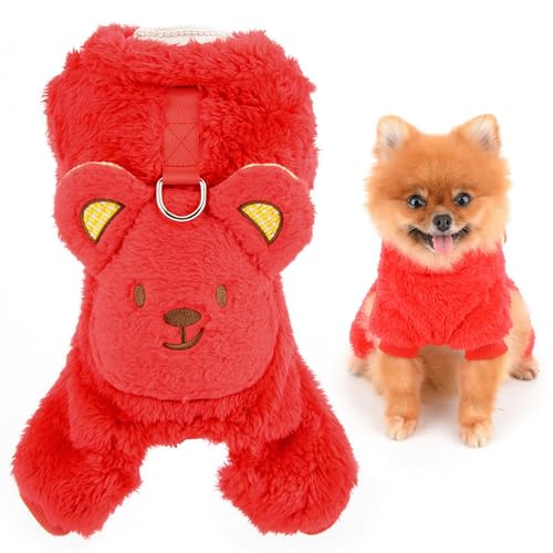 SMALLLEE_LUCKY_STORE Fleece-Hunde-Pyjama für kleine Hunde, solider Haustier-Pullover, Schlafanzug mit D-Ring und Bären-Rucksackdekoration, weicher Winterfall-Welpen-Pjs, Chihuahua, Yorkie, SMALLLEE_LUCKY_STORE Fleece-Hunde-Pyjama für kleine Hunde, solider Haustier-Pullover, Schlafanzug mit D-Ring und Bären-Rucksackdekoration, weicher Winterfall-Welpen-Pjs, Chihuahua, Yorkie, von smalllee_lucky_store