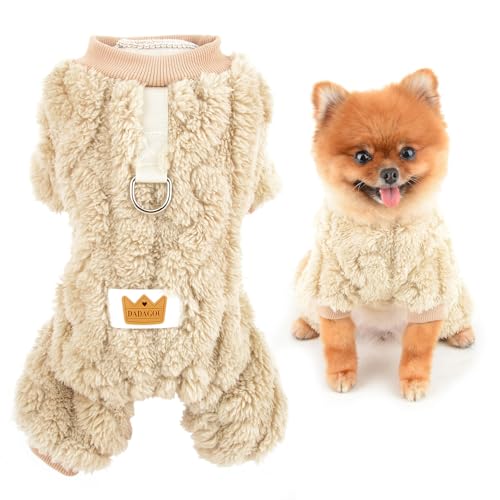 SMALLLEE_LUCKY_STORE Fleece-Hunde-Pyjama für kleine Hunde, solider Haustier-Pyjama mit D-Ring und Kronenaufnäher, Welpenpullover, Thermo-Overall für Herbst und Winter, Katze, Chihuahua, Yorkie, Khaki, SMALLLEE_LUCKY_STORE Fleece-Hunde-Pyjama für kleine Hunde, solider Haustier-Pyjama mit D-Ring und Kronenaufnäher, Welpenpullover, Thermo-Overall für Herbst und Winter, Katze, Chihuahua, Yorkie, Khaki, von smalllee_lucky_store