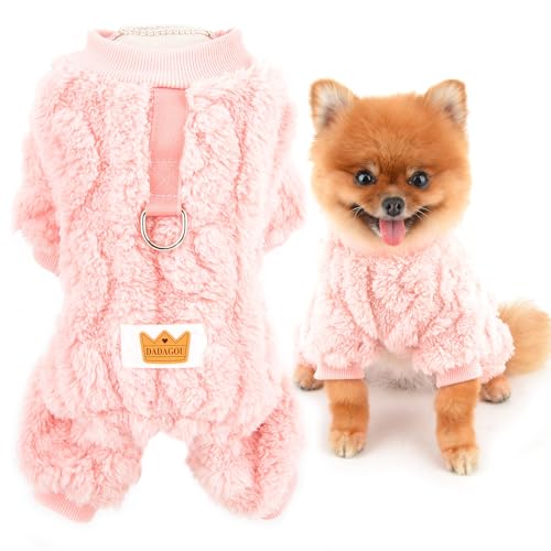 SMALLLEE_LUCKY_STORE Fleece-Hunde-Pyjama für kleine Hunde, solider Haustier-Pyjama mit D-Ring und Kronenaufnäher, Welpenpullover, Thermo-Overall für Herbst und Winter, Katze, Chihuahua, Yorkie, Rosa, SMALLLEE_LUCKY_STORE Fleece-Hunde-Pyjama für kleine Hunde, solider Haustier-Pyjama mit D-Ring und Kronenaufnäher, Welpenpullover, Thermo-Overall für Herbst und Winter, Katze, Chihuahua, Yorkie, Rosa, von smalllee_lucky_store