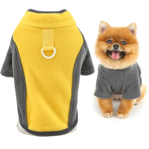 SMALLLEE_LUCKY_STORE Fleece-Hundepullover für XS und kleine Rassen, Colorblock-Haustierpullover mit D-Ring, reflektierend, warm, dehnbar, Rollkragen, Winter, Herbst, Chihuahua, Yorkshire, Gelb, Größe SMALLLEE_LUCKY_STORE Fleece-Hundepullover für XS und kleine Rassen, Colorblock-Haustierpullover mit D-Ring, reflektierend, warm, dehnbar, Rollkragen, Winter, Herbst, Chihuahua, Yorkshire, Gelb, Größe von smalllee_lucky_store