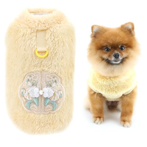SMALLLEE_LUCKY_STORE Fleece-Hundepullover für kleine Hunde, Haustier-Sweatshirt mit D-Ring, chinesisches Neujahrskleidung, Welpenpullover, warmer Winterpullover, Herbstpullover, Chihuahua, Yorkie, von smalllee_lucky_store