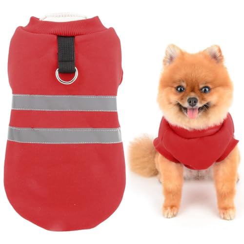 SMALLLEE_LUCKY_STORE Fleece-Hundepullover für kleine Hunde, reflektierende Haustier-Pulloverweste mit D-Ring, solides Welpen-Sweatshirt, warme Winterkleidung, Chihuahua, Yorkie, Katzenbekleidung, Rot, SMALLLEE_LUCKY_STORE Fleece-Hundepullover für kleine Hunde, reflektierende Haustier-Pulloverweste mit D-Ring, solides Welpen-Sweatshirt, warme Winterkleidung, Chihuahua, Yorkie, Katzenbekleidung, Rot, von smalllee_lucky_store