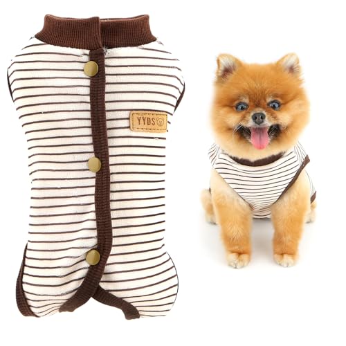 SMALLLEE_LUCKY_STORE Fleece-Schlafanzug, gestreift, für kleine Hunde, Chirurgie, Genesungsanzug, Anti-Lecken, Welpen-Pyjama, Anzug für kastrierte Bauchwunden, atmungsaktiv nach Operationen von smalllee_lucky_store
