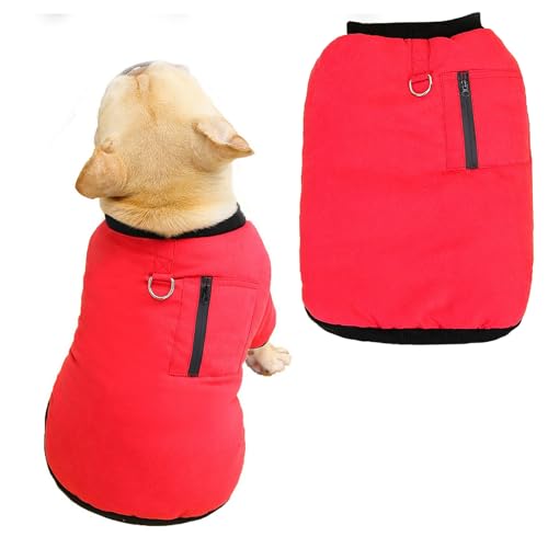 SMALLLEE_LUCKY_STORE Fleece-gefütterte Französische Bulldogge Mäntel für kleine und mittelgroße Hunde, Haustierjacken, aus Baumwolle, gepolsterte Westen mit Ring für die Leine und Tasche, SMALLLEE_LUCKY_STORE Fleece-gefütterte Französische Bulldogge Mäntel für kleine und mittelgroße Hunde, Haustierjacken, aus Baumwolle, gepolsterte Westen mit Ring für die Leine und Tasche, von smalllee_lucky_store