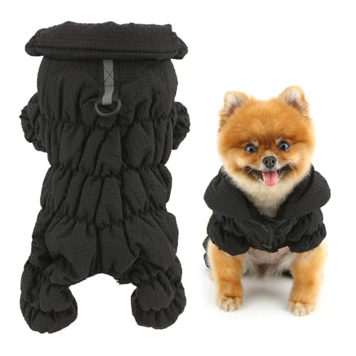 SMALLLEE_LUCKY_STORE Fleece-gefütterter Haustiermantel, wasserdichte Sport-Winterjacke mit Geschirr, D-Ring für kleine Hunde und Katzen, reflektierender Overall, Welpen, gepolstert, Chihuahua, Yorkie, von smalllee_lucky_store