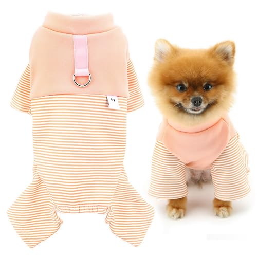 SMALLLEE_LUCKY_STORE Fleece-gefütterter Hunde-Pyjama für kleine Hunde, gestreift, Haustier-Pyjama mit D-Ring, Welpen-Schlafanzug, Thermo-Winter-Herbst-Overall, Katze, Chihuahua, Yorkie, Rosa, Größe M SMALLLEE_LUCKY_STORE Fleece-gefütterter Hunde-Pyjama für kleine Hunde, gestreift, Haustier-Pyjama mit D-Ring, Welpen-Schlafanzug, Thermo-Winter-Herbst-Overall, Katze, Chihuahua, Yorkie, Rosa, Größe M von smalllee_lucky_store
