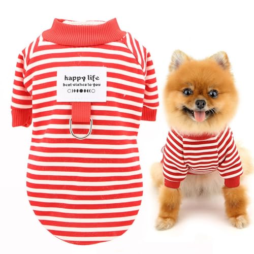 SMALLLEE_LUCKY_STORE Fleece-gefüttertes Hunde-Shirt für kleine Hunde, gestreift, Haustierpullover, T-Shirt mit D-Ring und Buchstabenaufnäher, Frühlings-/Herbstkleidung, Welpen-Sweatshirt, Chihuahua, SMALLLEE_LUCKY_STORE Fleece-gefüttertes Hunde-Shirt für kleine Hunde, gestreift, Haustierpullover, T-Shirt mit D-Ring und Buchstabenaufnäher, Frühlings-/Herbstkleidung, Welpen-Sweatshirt, Chihuahua, von smalllee_lucky_store