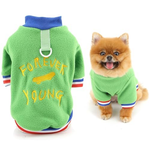 SMALLLEE_LUCKY_STORE Fuzzy Fleece-Hundepullover für extra kleine Hunde, warmes Grafik-Sweatshirt, Welpenpullover mit D-Ring, gemütlicher Winter, Herbst, Chihuahua, Yorkshire Terrier, Kleidung, Grün, L SMALLLEE_LUCKY_STORE Fuzzy Fleece-Hundepullover für extra kleine Hunde, warmes Grafik-Sweatshirt, Welpenpullover mit D-Ring, gemütlicher Winter, Herbst, Chihuahua, Yorkshire Terrier, Kleidung, Grün, L von smalllee_lucky_store