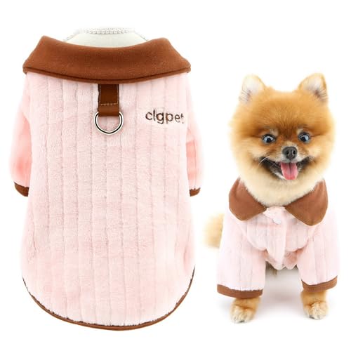 SMALLLEE_LUCKY_STORE Gerippter Flanell-Fleece-Hundepullover für kleine Hunde, Haustierjacke mit D-Ring, Thermo-Winter-/Herbstwelpensweatshirt, warm, gemütlich, Chihuahua, Yorkie-Kleidung, Rosa, Größe SMALLLEE_LUCKY_STORE Gerippter Flanell-Fleece-Hundepullover für kleine Hunde, Haustierjacke mit D-Ring, Thermo-Winter-/Herbstwelpensweatshirt, warm, gemütlich, Chihuahua, Yorkie-Kleidung, Rosa, Größe von smalllee_lucky_store