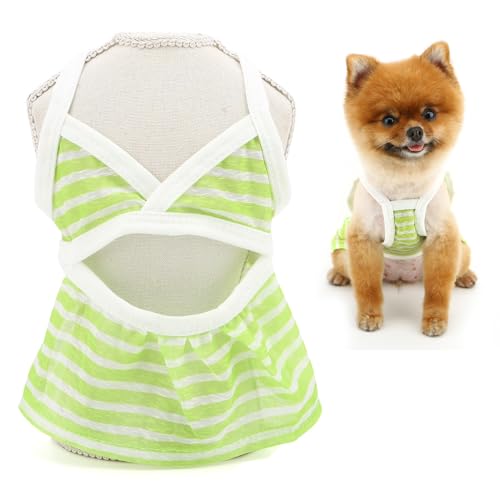 SMALLLEE_LUCKY_STORE Gestreifter Hunde-Badeanzug, Bikini für kleine Hunde, Sommer, Welpen, All-in-One, Strandkleidung, leichter Haustier-Badeanzug, Hundeweste, kühlende Hemden, Chihuahua, Yorkie, von smalllee_lucky_store