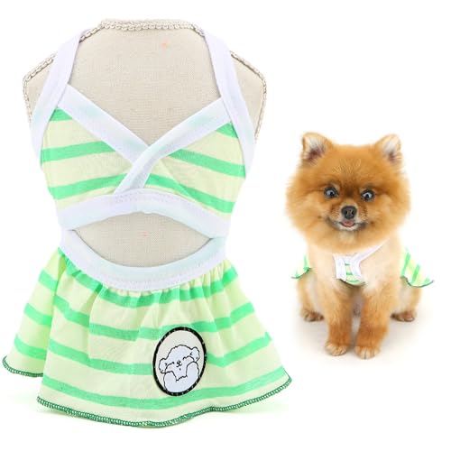 SMALLLEE_LUCKY_STORE Gestreifter Hunde-Bikini-Kleid, Badeanzug, Haustier-Sommer-Badeanzug für Xsmall und kleine Hunde, weibliches Strand-Outfit, Yorkie, Chihuahua, Kleidung, Katzenkostüm, Grün, M SMALLLEE_LUCKY_STORE Gestreifter Hunde-Bikini-Kleid, Badeanzug, Haustier-Sommer-Badeanzug für Xsmall und kleine Hunde, weibliches Strand-Outfit, Yorkie, Chihuahua, Kleidung, Katzenkostüm, Grün, M von smalllee_lucky_store