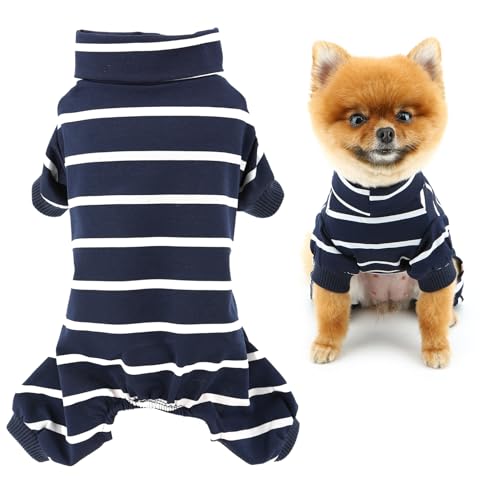 SMALLLEE_LUCKY_STORE Gestreifter Hunde-Pyjama für kleine Hunde, kühlender Welpenpullover, Jumpsuit, dehnbar, atmungsaktiv, Haustier-Pyjama, Sommer, Frühling, Chihuahua, Yorkie, Blau, Größe M SMALLLEE_LUCKY_STORE Gestreifter Hunde-Pyjama für kleine Hunde, kühlender Welpenpullover, Jumpsuit, dehnbar, atmungsaktiv, Haustier-Pyjama, Sommer, Frühling, Chihuahua, Yorkie, Blau, Größe M von smalllee_lucky_store
