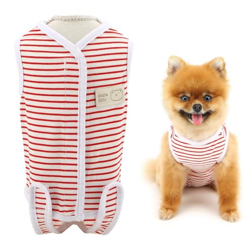 SMALLLEE_LUCKY_STORE Gestreifter Operationsanzug für Hunde und Katzen, Kegel, E-Halsband, alternative Bauchwunden, Spay-Bandagen, Einteiler, Anti-Lecken, chirurgischer Genesungsanzug, Rot, Größe XL SMALLLEE_LUCKY_STORE Gestreifter Operationsanzug für Hunde und Katzen, Kegel, E-Halsband, alternative Bauchwunden, Spay-Bandagen, Einteiler, Anti-Lecken, chirurgischer Genesungsanzug, Rot, Größe XL von smalllee_lucky_store