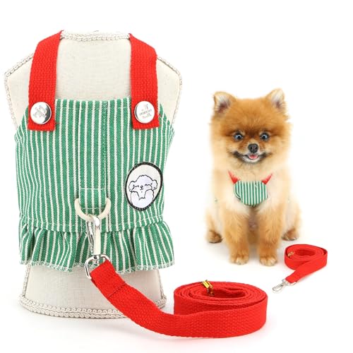SMALLLEE_LUCKY_STORE Gestreiftes Denim-Hundegeschirr, Kleid für extra kleine und kleine Hunde, kein Ziehen, Welpengeschirr, Rock mit Leine, Set mit Rüschenbesatz, Haustierweste mit D-Ring, Sommer SMALLLEE_LUCKY_STORE Gestreiftes Denim-Hundegeschirr, Kleid für extra kleine und kleine Hunde, kein Ziehen, Welpengeschirr, Rock mit Leine, Set mit Rüschenbesatz, Haustierweste mit D-Ring, Sommer von smalllee_lucky_store