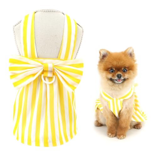 SMALLLEE_LUCKY_STORE Gestreiftes Hundekleid für extra kleine und kleine Hunde, Welpenrock mit D-Ring, Schleife, Geschirr, Kleid, Sommer, Frühling, Haustierkleidung, Yorkie, Chihuahua, Katzen, Kostüm SMALLLEE_LUCKY_STORE Gestreiftes Hundekleid für extra kleine und kleine Hunde, Welpenrock mit D-Ring, Schleife, Geschirr, Kleid, Sommer, Frühling, Haustierkleidung, Yorkie, Chihuahua, Katzen, Kostüm von smalllee_lucky_store