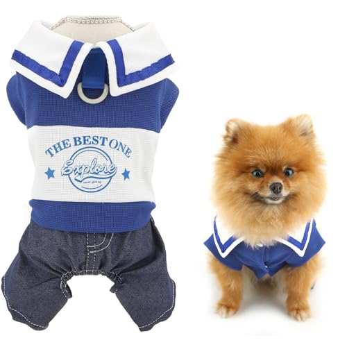 SMALLLEE_LUCKY_STORE Gestrickter Waffel-Hunde-Overall für kleine Hunde, Haustier-Outfit mit D-Ring, gestreift, Sommer, Frühling, dehnbar, Welpen-Shirt, Jeans, Hosen, Outfits, Chihuahua, Yorkie, SMALLLEE_LUCKY_STORE Gestrickter Waffel-Hunde-Overall für kleine Hunde, Haustier-Outfit mit D-Ring, gestreift, Sommer, Frühling, dehnbar, Welpen-Shirt, Jeans, Hosen, Outfits, Chihuahua, Yorkie, von smalllee_lucky_store