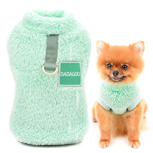 SMALLLEE_LUCKY_STORE Haustier-Sherpa-Fleece-Pullover Weste Rollkragenpullover mit D-Ring weiches Sweatshirt für kleine Hunde Katzen, Welpen Yorkie Chihuahua warme Herbst-Winterkleidung, grün, XXL von smalllee_lucky_store