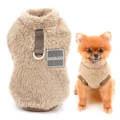 smalllee_lucky_store Haustier-Sherpa-Fleece-Pullover Weste Rollkragenpullover mit D-Ring weiches Sweatshirt für kleine Hunde Katzen, Welpen Yorkie Chihuahua warme Herbst-Winterkleidung, braun, S von smalllee_lucky_store