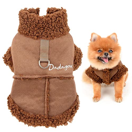 SMALLLEE_LUCKY_STORE Haustier-Wildlederjacke Fleece gefüttert, Wintermantel mit D-Ring für kleine Hunde Katzen Welpen, Chihuahua Yorkie warme Kleidung für kaltes Wetter, Braun, M SMALLLEE_LUCKY_STORE Haustier-Wildlederjacke Fleece gefüttert, Wintermantel mit D-Ring für kleine Hunde Katzen Welpen, Chihuahua Yorkie warme Kleidung für kaltes Wetter, Braun, M von smalllee_lucky_store