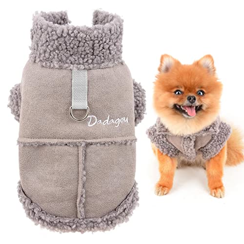 smalllee_lucky_store Haustier-Wildlederjacke, Sherpa-Fleece-gefütterter Wintermantel mit D-Ring für kleine Hunde, Katzen, Jungen, Welpen, Chihuahua, Yorkie, warme Kleidung für kaltes Wetter, Grau, M smalllee_lucky_store Haustier-Wildlederjacke, Sherpa-Fleece-gefütterter Wintermantel mit D-Ring für kleine Hunde, Katzen, Jungen, Welpen, Chihuahua, Yorkie, warme Kleidung für kaltes Wetter, Grau, M von smalllee_lucky_store
