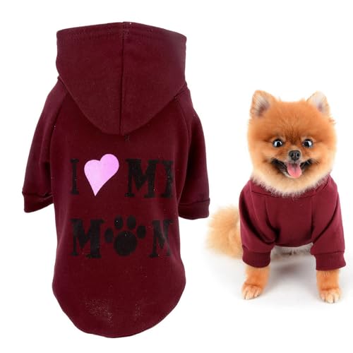 SMALLLEE_LUCKY_STORE Hund Hoodie für Kleine Mittlere Hunde Junge Mädchen, Haustier Pullover Pullover mit Buchstabe I Love My Mom und Loch für die Leine, Weicher Frühling Herbst Pullover Chihuahua SMALLLEE_LUCKY_STORE Hund Hoodie für Kleine Mittlere Hunde Junge Mädchen, Haustier Pullover Pullover mit Buchstabe I Love My Mom und Loch für die Leine, Weicher Frühling Herbst Pullover Chihuahua von smalllee_lucky_store