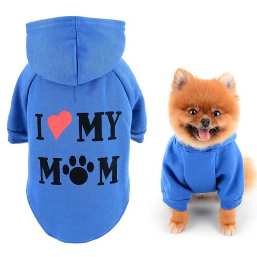 SMALLLEE_LUCKY_STORE Hunde-Kapuzenpullover für kleine Hunde, Sweatshirt mit Buchstabe I Love My Mom und Loch für die Leine, weicher Frühlings-Herbstpullover, Chihuahua, Yorkie, Katzenbekleidung, SMALLLEE_LUCKY_STORE Hunde-Kapuzenpullover für kleine Hunde, Sweatshirt mit Buchstabe I Love My Mom und Loch für die Leine, weicher Frühlings-Herbstpullover, Chihuahua, Yorkie, Katzenbekleidung, von smalllee_lucky_store
