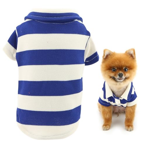 SMALLLEE_LUCKY_STORE Hunde-Polo-T-Shirt mit Waffelmuster für kleine und mittelgroße Hunde, gestreift, Haustierpullover, Frühling, Sommer, atmungsaktiv, Welpen-Sweatshirt, Chihuahua, Yorkie, von smalllee_lucky_store