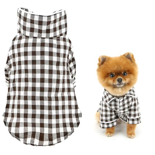 SMALLLEE_LUCKY_STORE Hunde-Pyjama für kleine, mittelgroße Hunde und Katzen, weiche Haustier-Nachtwäsche, Hemden, bequem, Revers, Loungewear, Kleidung, Bulldogge, Chihuahua, Yorkie, Zweibeiner-Outfit, von smalllee_lucky_store
