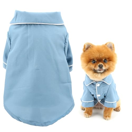 SMALLLEE_LUCKY_STORE Hunde-Pyjama für kleine, mittelgroße Hunde und Katzen, weiche Haustier-Nachtwäsche, Hemden, bequemes Revers, Loungewear, Kleidung, Bulldogge, Chihuahua, Yorkie, Zweibeiner-Outfit, von smalllee_lucky_store