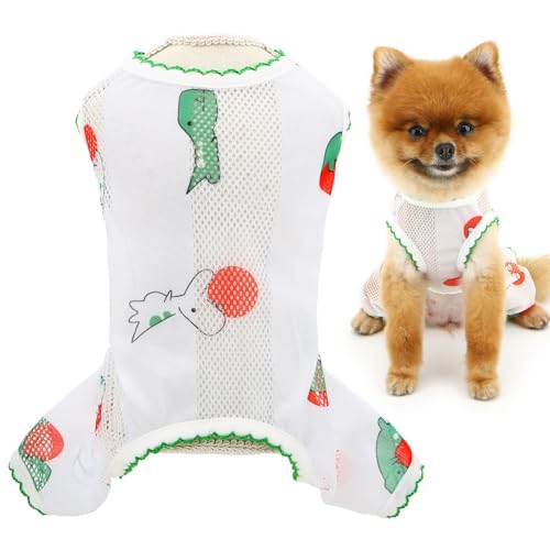 SMALLLEE_LUCKY_STORE Hunde-Pyjama für kleine Hunde, kühlender Netzstoff, Welpenpullover, Jumpsuit mit Cartoon-Muster, ärmellos, atmungsaktiv, Haustier-Pyjama, Sommer, Frühling, Chihuahua, Yorkie, von smalllee_lucky_store