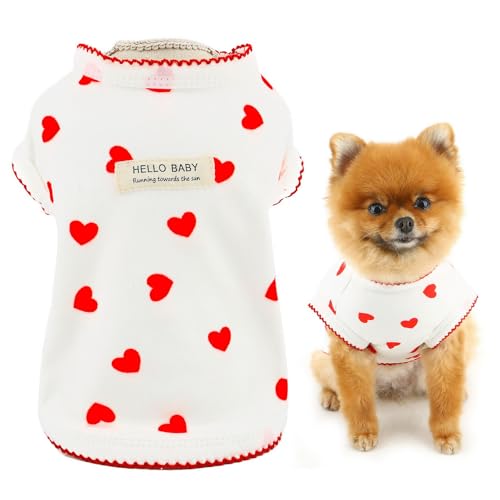 SMALLLEE_LUCKY_STORE Hunde-Shirt für kleine Hunde, Mädchen, Haustier-Pullover, T-Shirt mit Herzmuster, elastische Sommerkleidung, Rüschen, Turn-Manschette, Welpen, Tanktop, Chihuahua, Yorkie, SMALLLEE_LUCKY_STORE Hunde-Shirt für kleine Hunde, Mädchen, Haustier-Pullover, T-Shirt mit Herzmuster, elastische Sommerkleidung, Rüschen, Turn-Manschette, Welpen, Tanktop, Chihuahua, Yorkie, von smalllee_lucky_store