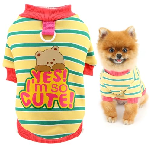 SMALLLEE_LUCKY_STORE Hunde-Sweatshirt aus Fleece, gestreift, für XS, kleine Hunde, Welpenpullover mit Leine, Ring, Bären-Druck, Buchstabenmuster, warmer Winterpullover, Kleidung, Chihuahua, Yorkie SMALLLEE_LUCKY_STORE Hunde-Sweatshirt aus Fleece, gestreift, für XS, kleine Hunde, Welpenpullover mit Leine, Ring, Bären-Druck, Buchstabenmuster, warmer Winterpullover, Kleidung, Chihuahua, Yorkie von smalllee_lucky_store
