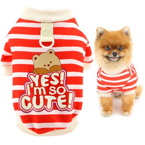 SMALLLEE_LUCKY_STORE Hunde-Sweatshirt aus Fleece, gestreift, für XS, kleine Hunde, Welpenpullover mit Leine, Ring, Bärenmuster, Buchstabenmuster, warmer Winterpullover, Kleidung, Chihuahua, Yorkie SMALLLEE_LUCKY_STORE Hunde-Sweatshirt aus Fleece, gestreift, für XS, kleine Hunde, Welpenpullover mit Leine, Ring, Bärenmuster, Buchstabenmuster, warmer Winterpullover, Kleidung, Chihuahua, Yorkie von smalllee_lucky_store